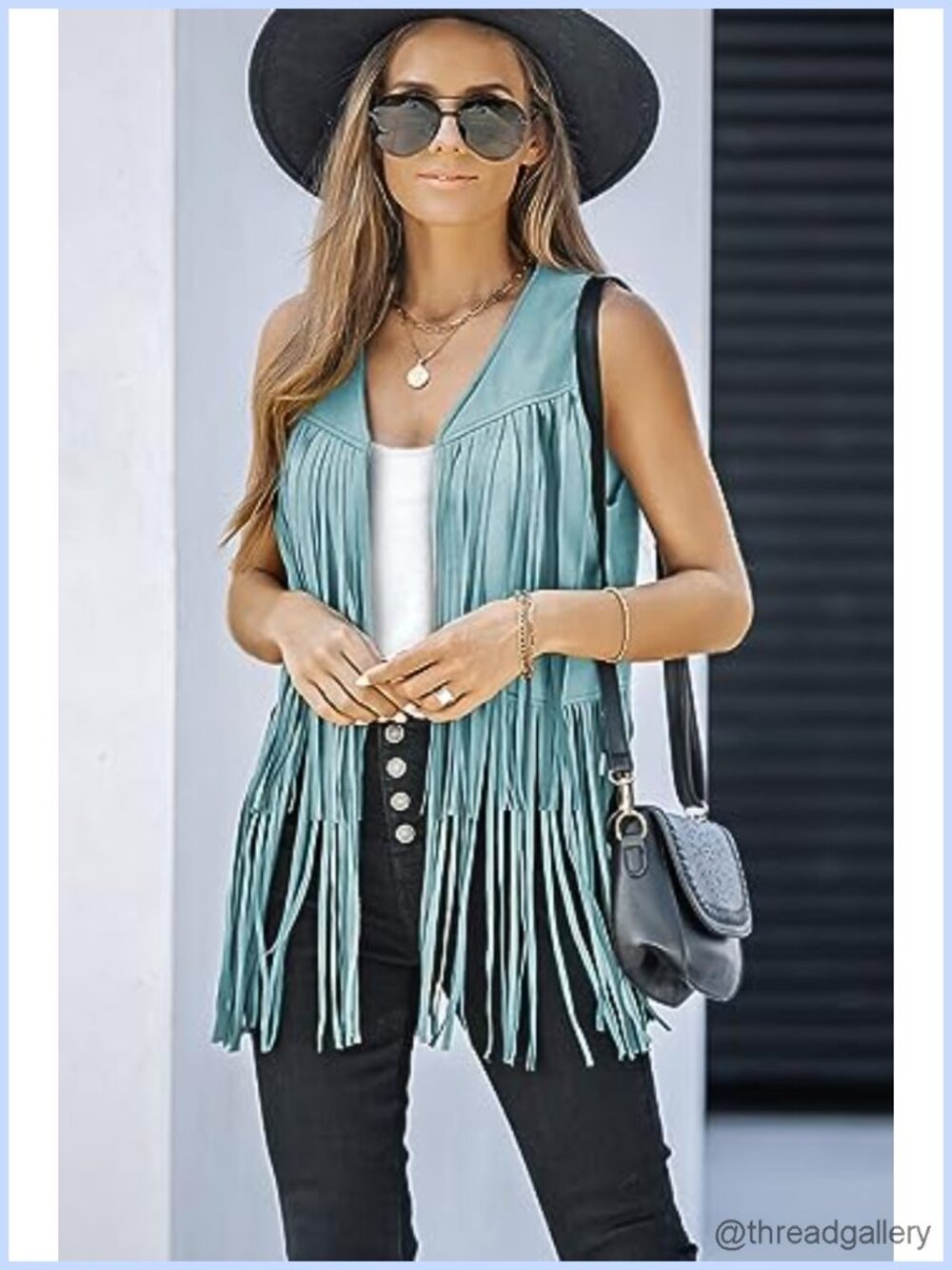 Women's Sleeveless Fringe Vest 70s Hippie Cowgirl Western Tassel Faux Suede - Picture 2 of 6